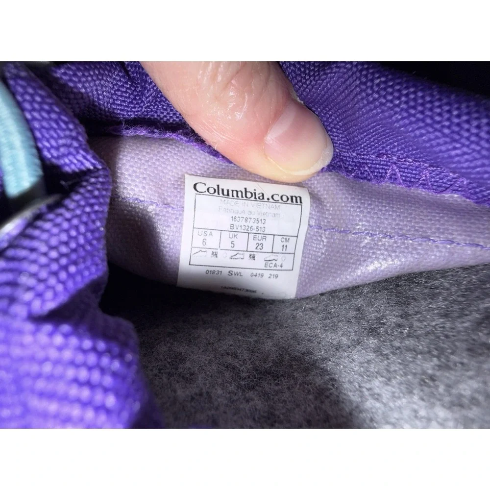 Columbia Powderbug Plus II Snow‎ Boot Little Kids / Youth Size 6 Purple Girls